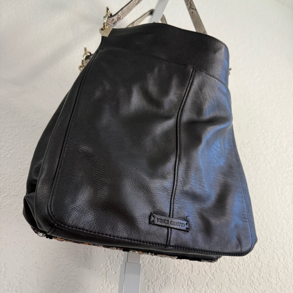 Vince Camuto Ashby Black Multi Leather Tote Bag Snakeskin Patchwork Purse Tote - Picture 12 of 15